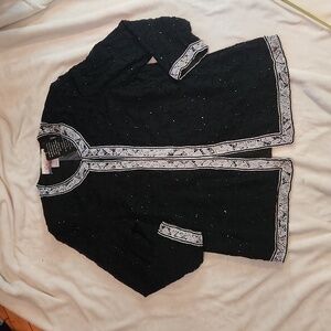 STUDIO pennington's Vintage Handbeaded  black and white  blazer